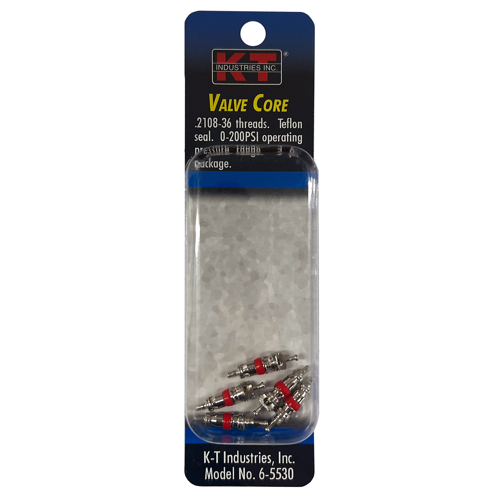 K-T Industries Valve Core — 0-200 PSI, .2108-36 Threads, 5 Pcs, Model# 6-5530